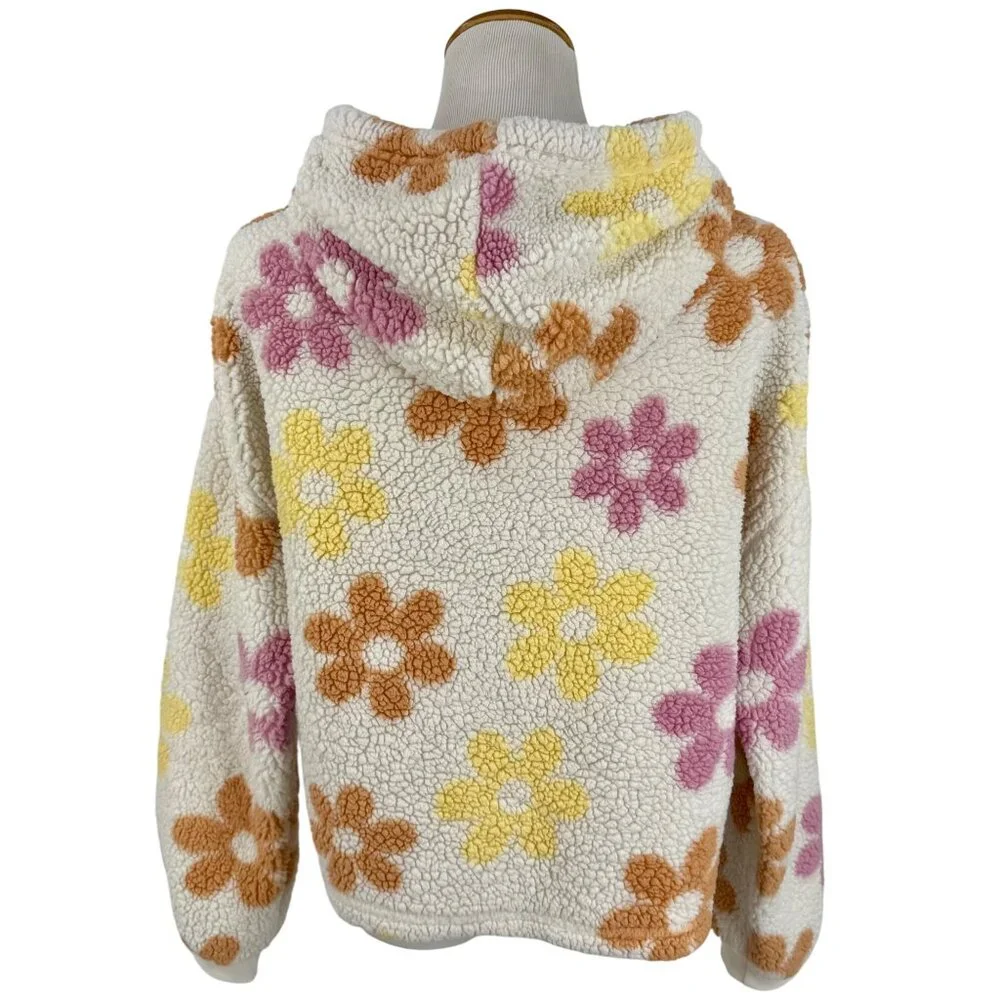 Barbie Flower Faux Sherpa Pullover Floral Hoodie Coat | Barbiecore Girlhoodcore - Picture 10 of 16